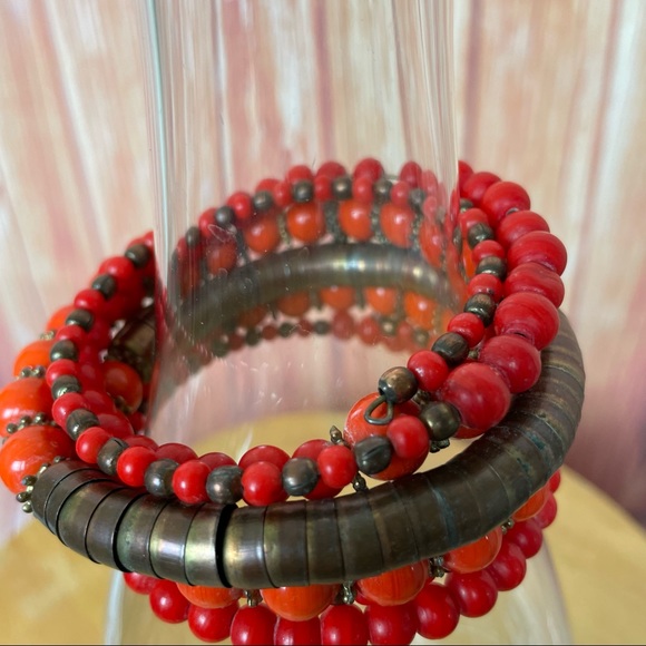 Set of Two Orange and Multi-Color Boho Bracelets (2 pieces) - Picture 9 of 12